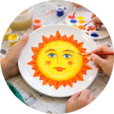 Роспись фарфоровой тарелочки к Масленице